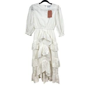 Ivy City Co Cream Ruffled Womens Dress